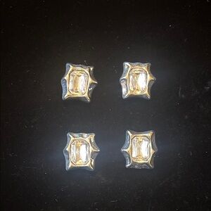 Bold Vintage Silver and Rhinestone Button Covers Cuff Links